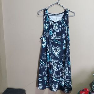 Floral Sleeveless Dress - Blue and White Size 3xl